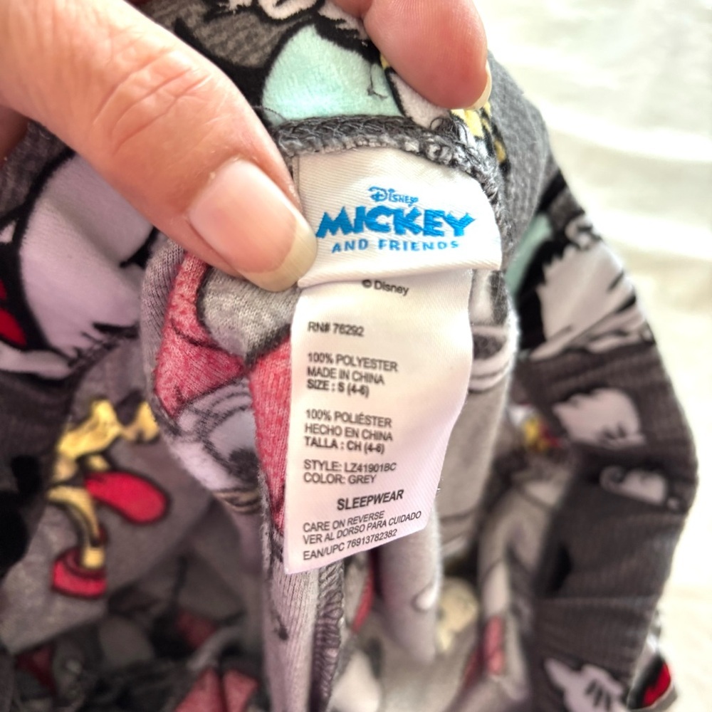 Disney Mickey Minnie Donald Gray pajama Joggers SZ S NWOT - Picture 5 of 8